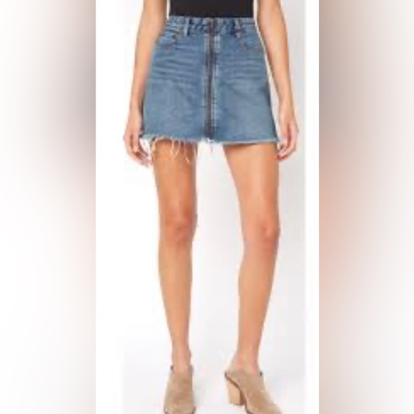 Free People We the Free zip it up denim mini skirt size 30 - Picture 2 of 8